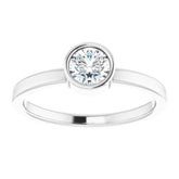 14K White 5 mm Natural White Sapphire Ring